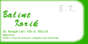 balint korik business card